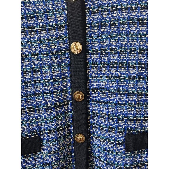 St. John Collection By Marie Gray Tweed Blazer Jacket Blue Black Button Size 6 - Picture 6 of 8